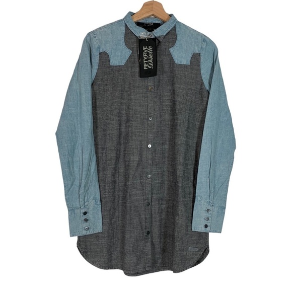 Diesel Fiftyfive DSL Sutcliffe Button Down Tunic Shirt Size Small NWT - Picture 1 of 11